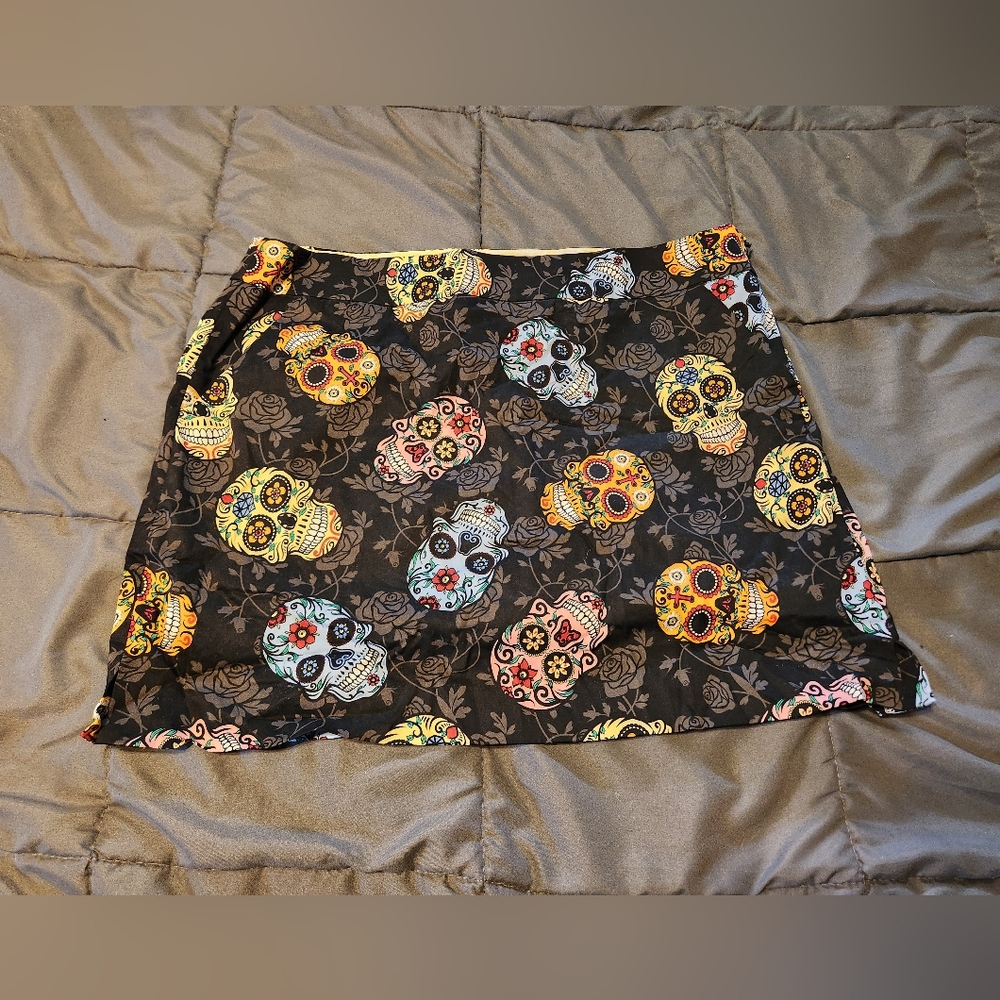 Sugar Skull Skort Mini Skirt